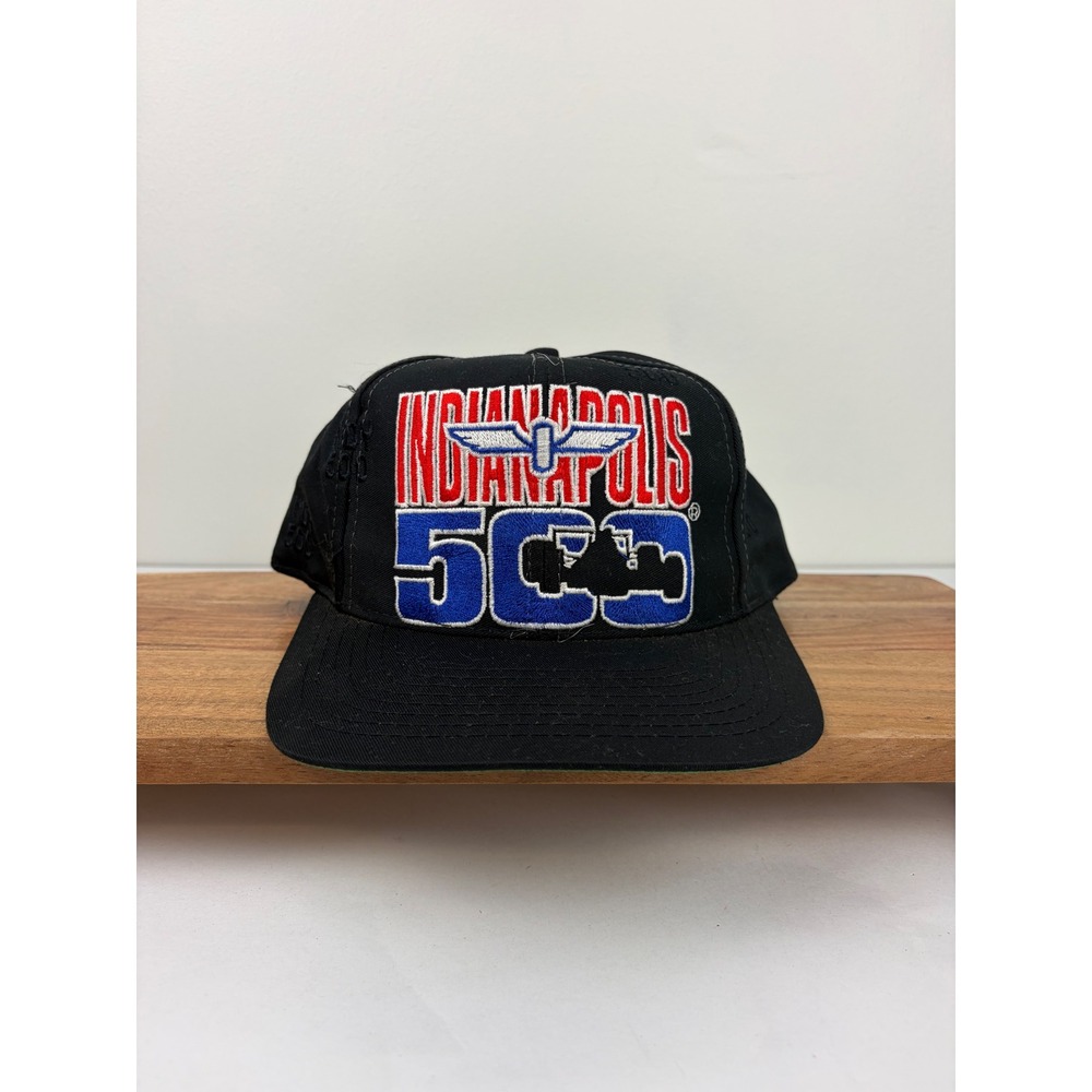 Logo Athletic Indy 500 Hat Black Vintage Racing Snapback Embroidered Cap